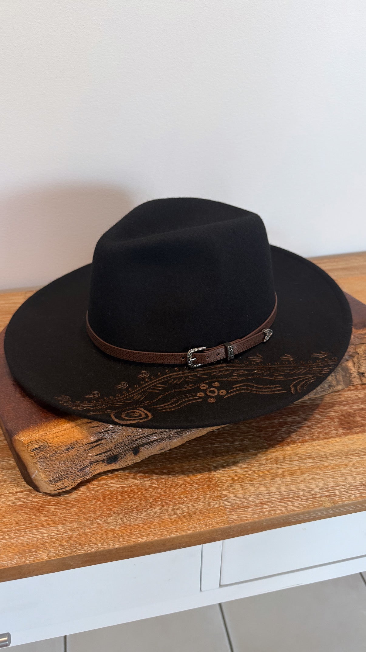 Black Fedora- Black River on brim