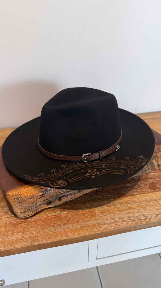 Black Fedora- Black River on brim