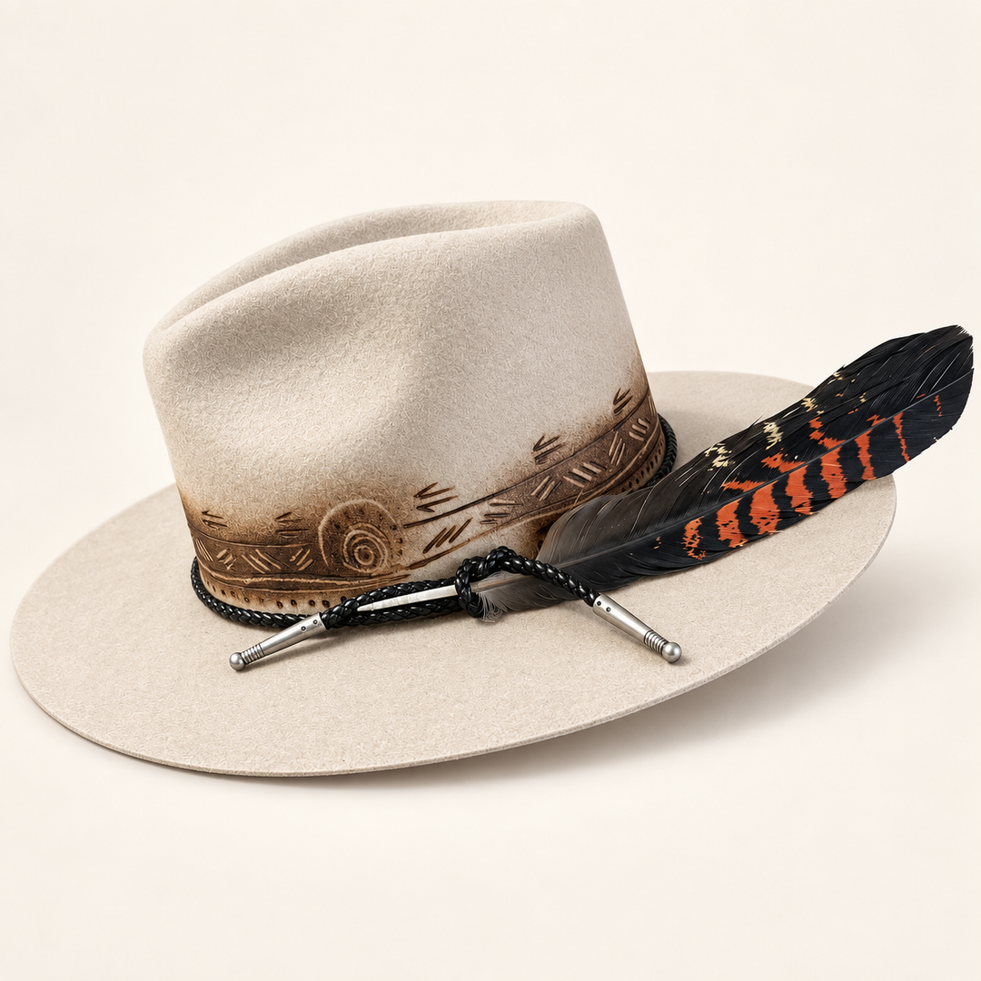 Connected to country paired with female black/red cockatoo feather